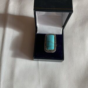 Stunning Turquoise 925 Sterling Ring Size 7